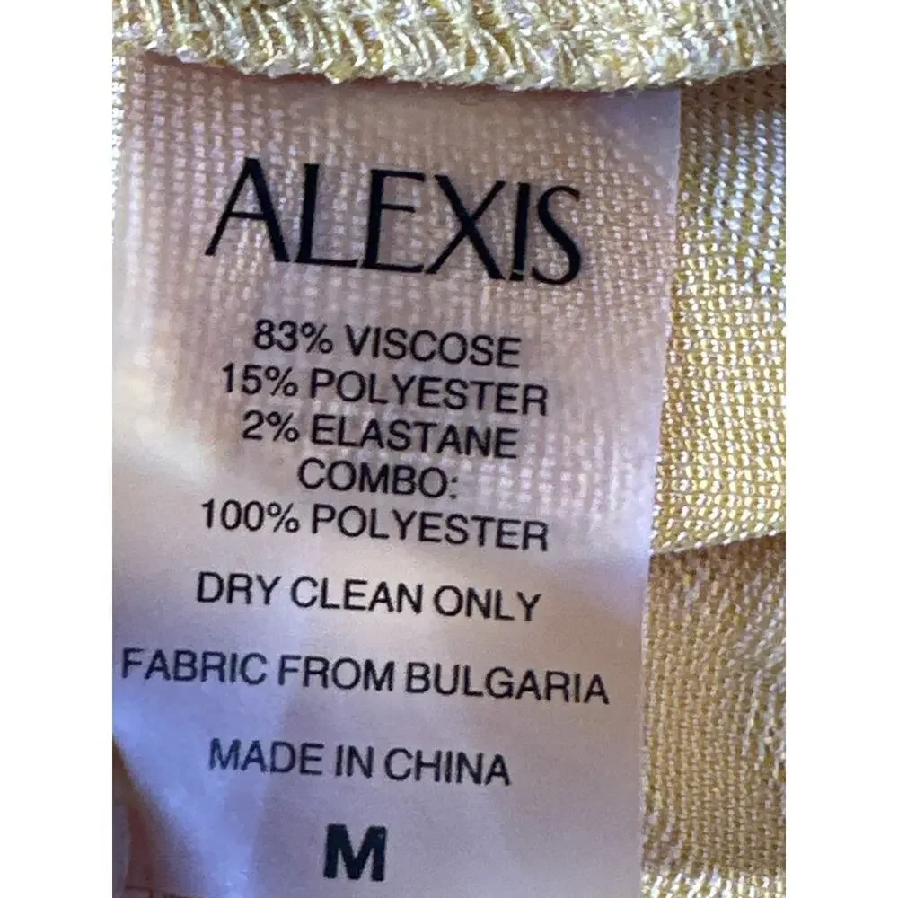 Alexis Brave Lef Dress Floral Satin Sleeveless One Shoulder Sunlight Yellow M